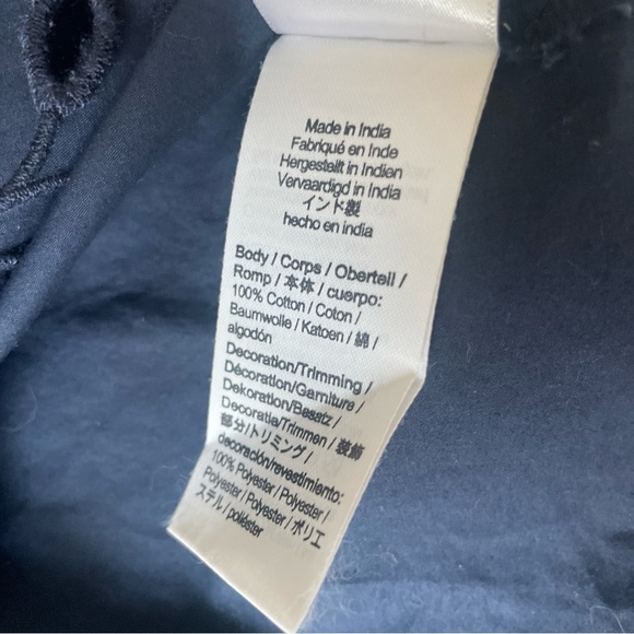 J Crew Collection Top Navy Blue Eyelet Button Blouse Cotton Poplin Shirt Sz M - Picture 8 of 14